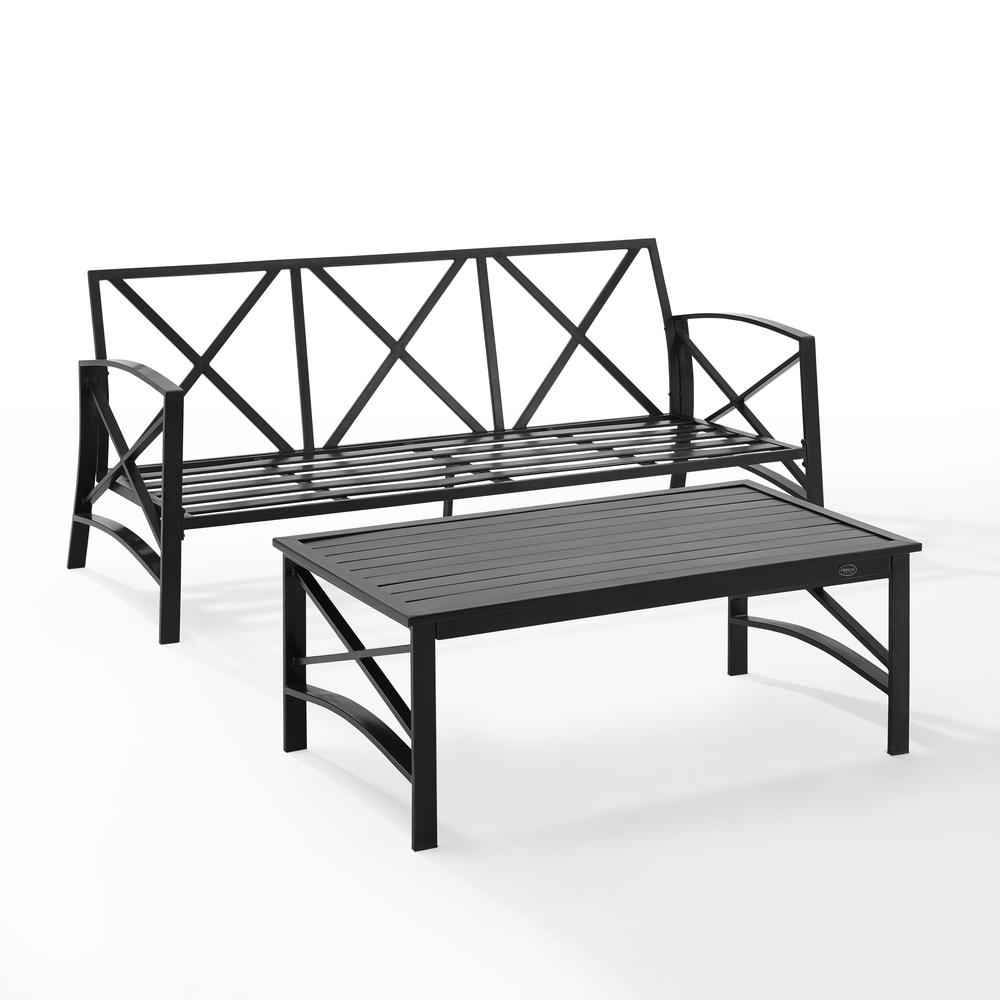 Kaplan 2Pc Outdoor Metal Sofa Set Mist/Oil Rubbed Bronze - Sofa & Coffee Table