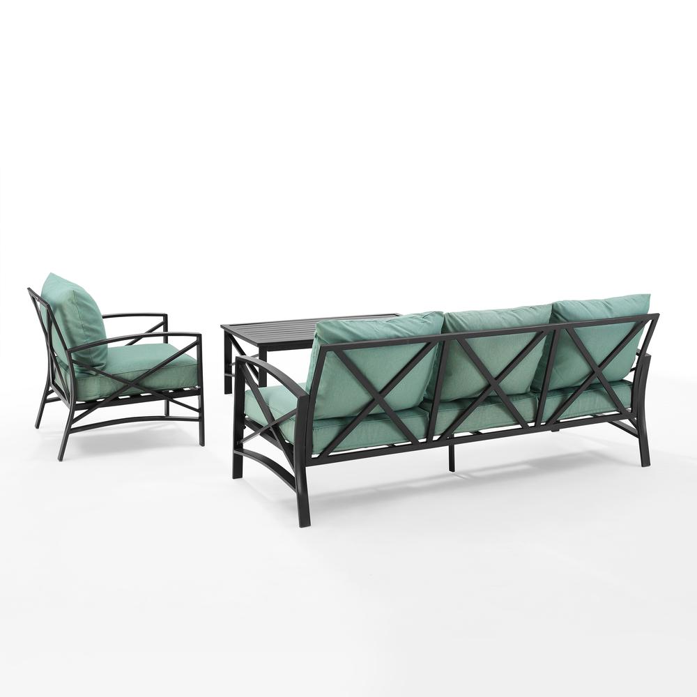 Kaplan 3Pc Outdoor Metal Sofa Set Mist/Oil Rubbed Bronze - Sofa, Arm Chair, & Coffee Table