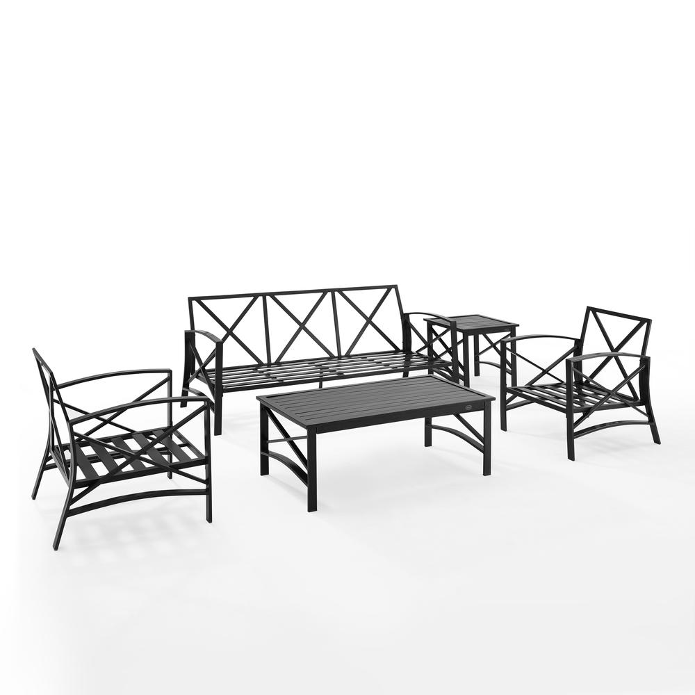 Kaplan 5Pc Outdoor Metal Sofa Set Mist/Oil Rubbed Bronze - Sofa, Coffee Table, Side Table, & 2 Arm Chairs