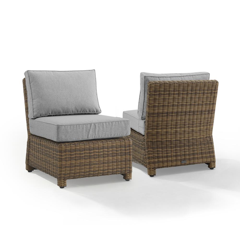 Bradenton 2Pc Outdoor Wicker Chair Set Gray/Weathered Brown - 2 Armless Chairs
