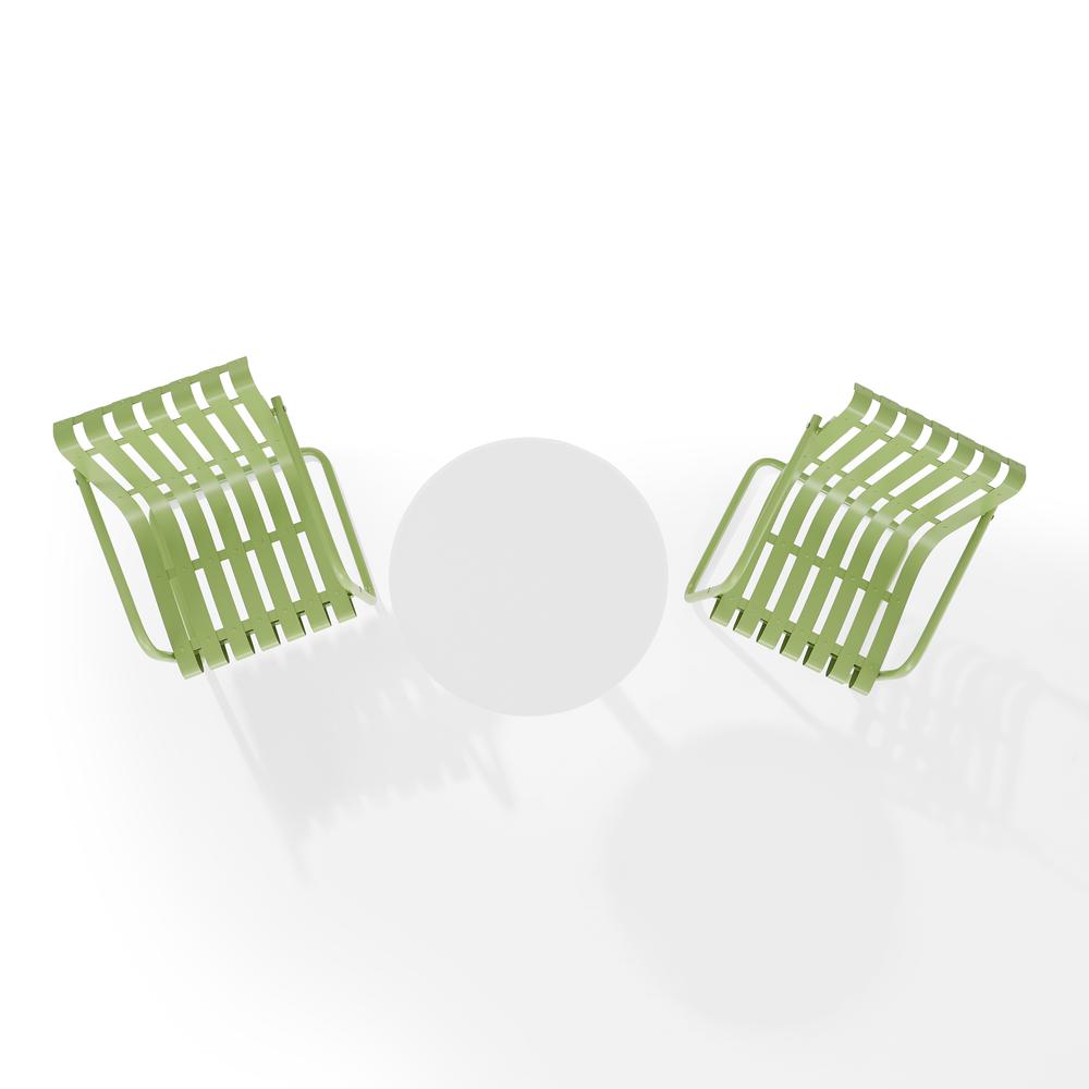 Gracie 3Pc Outdoor Metal Bistro Set Pastel Green Satin/White Satin - Bistro Table & 2 Armchairs