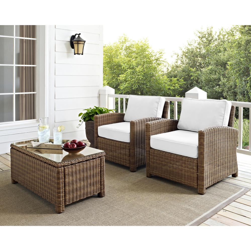 Bradenton 2Pc Outdoor Armchair Set - Sunbrella White/Weathered Brown - 2 Armchairs