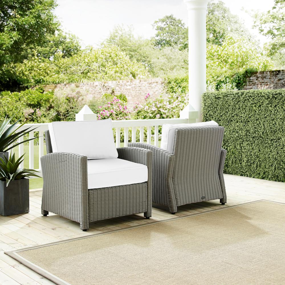 Bradenton 2Pc Outdoor Armchair Set - Sunbrella White/Gray - 2 Armchairs