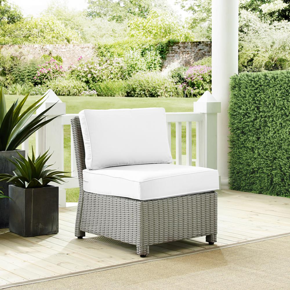 Bradenton Outdoor Sectional Center Chair - Sunbrella White/Gray