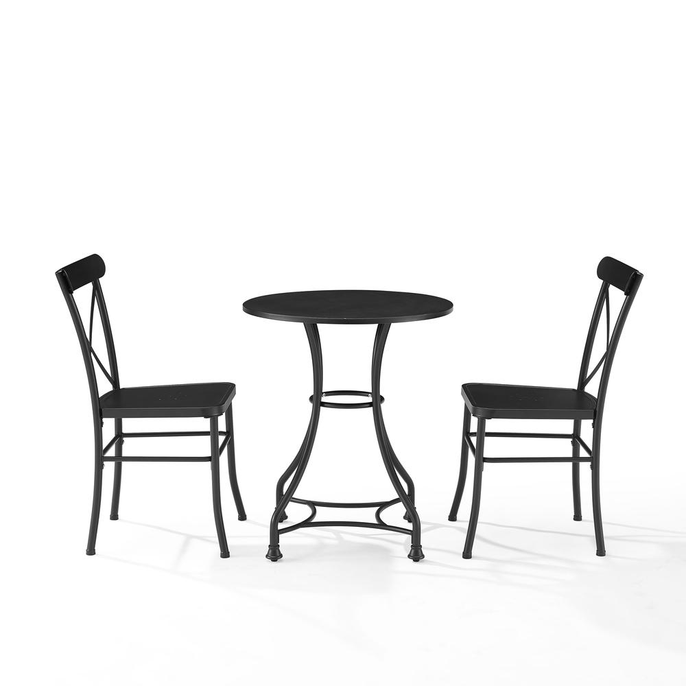 Astrid 3Pc Indoor/Outdoor Metal Bistro Set Matte Black - Bistro Table & 2 Chairs