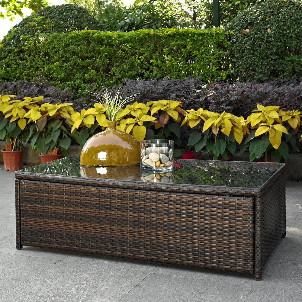 Palm Harbor Outdoor Wicker Coffee Table Brown