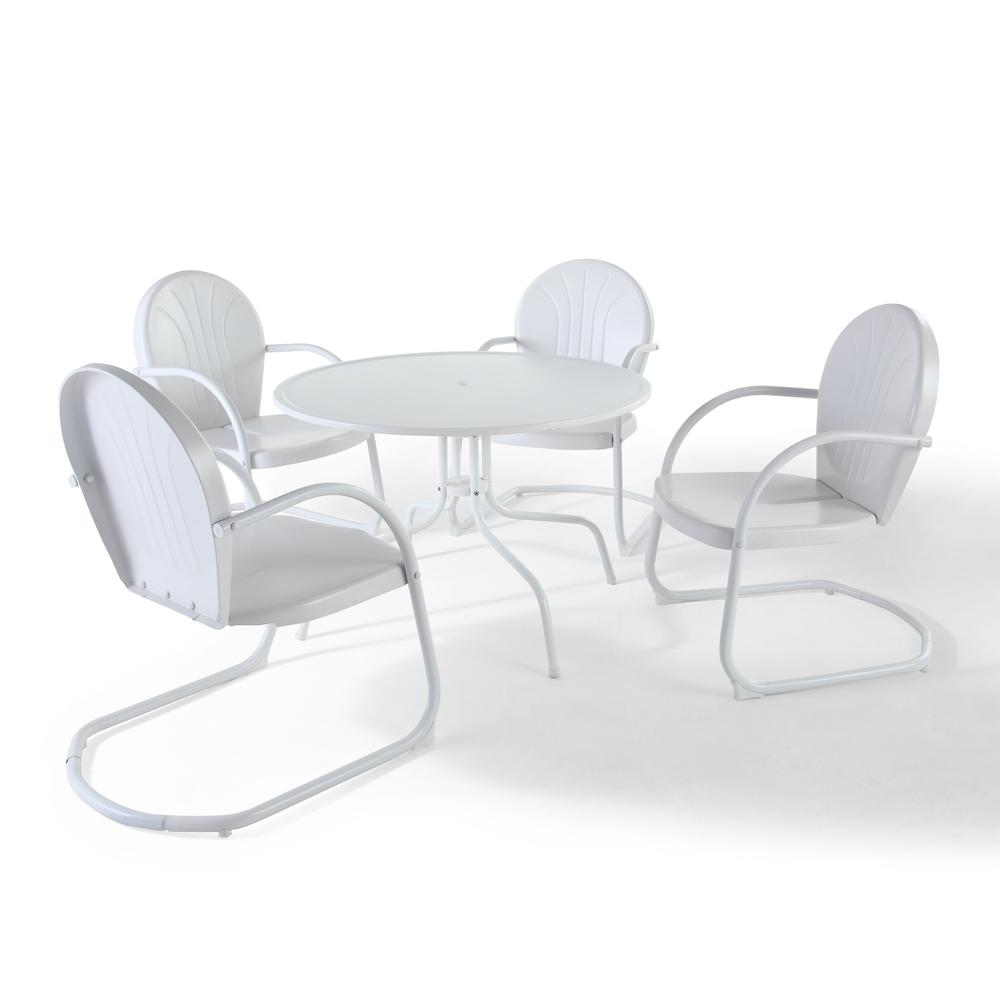 Griffith 5Pc Outdoor Metal Dining Set White Gloss/White Satin - Table & 4 Chairs
