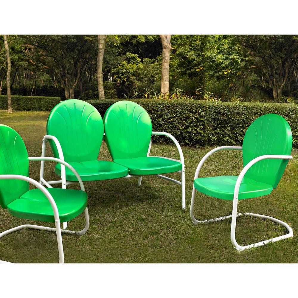 Griffith 3Pc Outdoor Metal Conversation Set Kelly Green Gloss - Loveseat,  2 Chairs