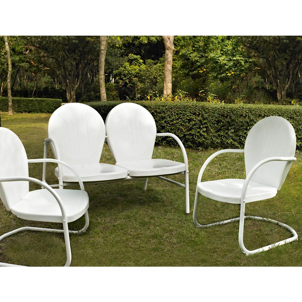 Griffith 3Pc Outdoor Metal Conversation Set White Gloss - Loveseat,  2 Chairs