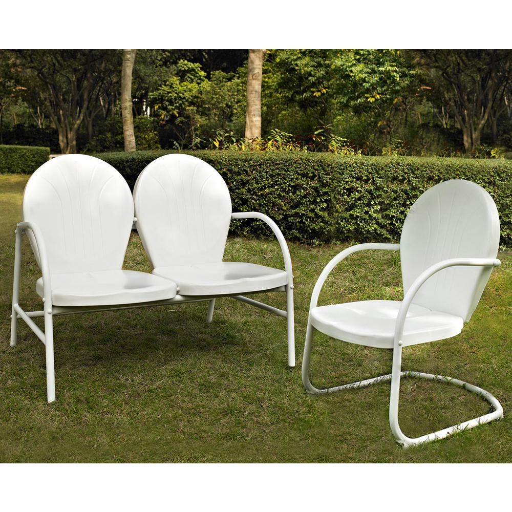 Griffith 2Pc Outdoor Metal Conversation Set White Gloss - Loveseat & Chair