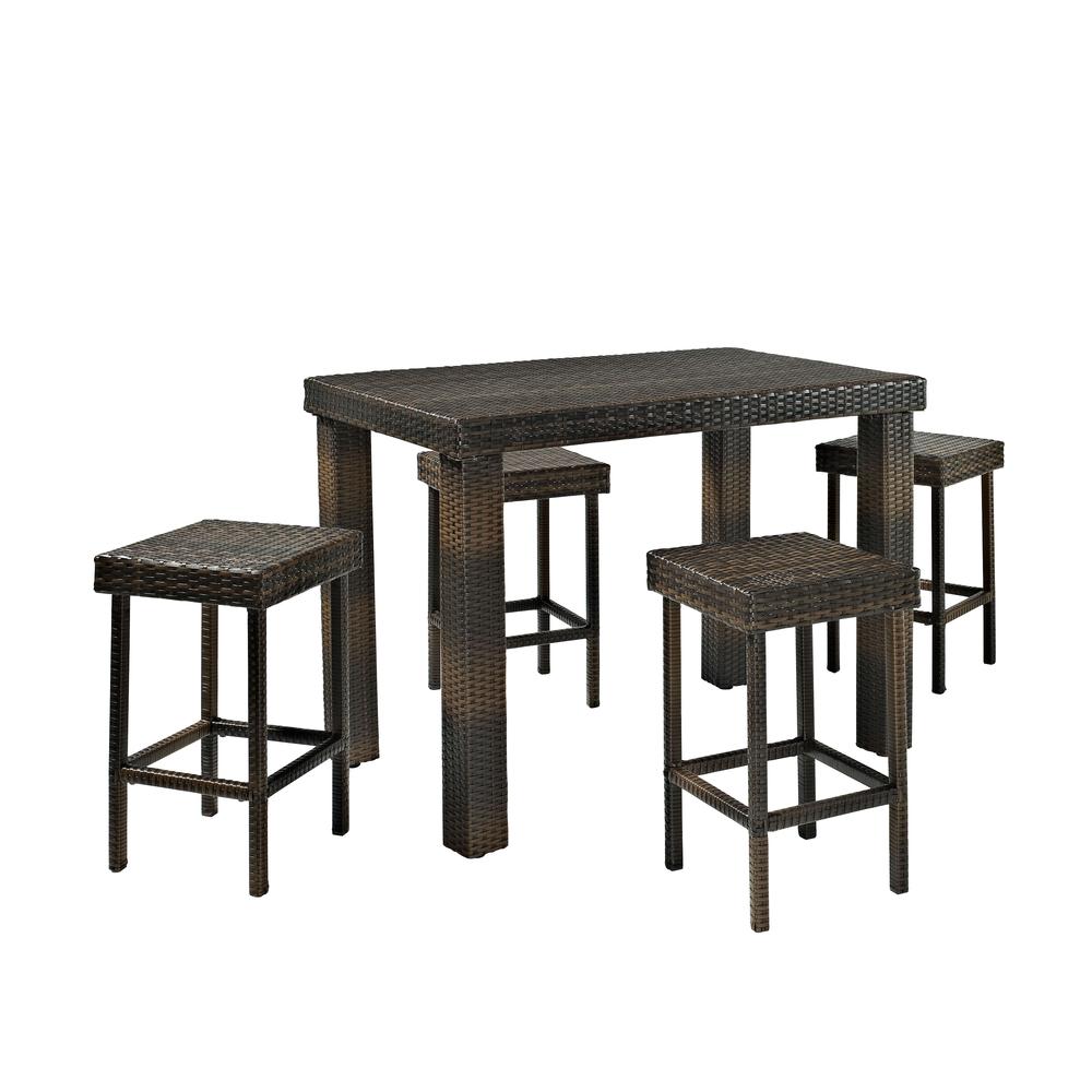 Palm Harbor 5Pc Outdoor Wicker Counter Height Dining Set Brown - Table & 4 Stools