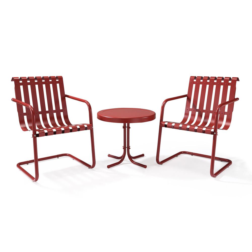 Gracie 3Pc Outdoor Metal Armchair Set Red - Side Table & 2 Chairs