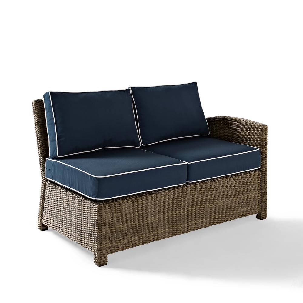 Bradenton Outdoor Wicker Sectional Right Side Loveseat Navy/Weathered Brown
