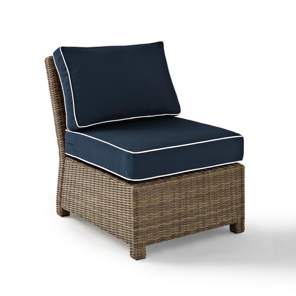 Bradenton Outdoor Wicker Sectional Center Chair Navy/Weathered Brown