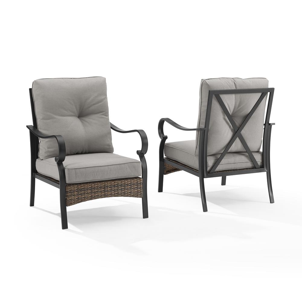 Dahlia 2Pc Outdoor Metal And Wicker Armchair Set Taupe/Matte Black - 2 Armchairs