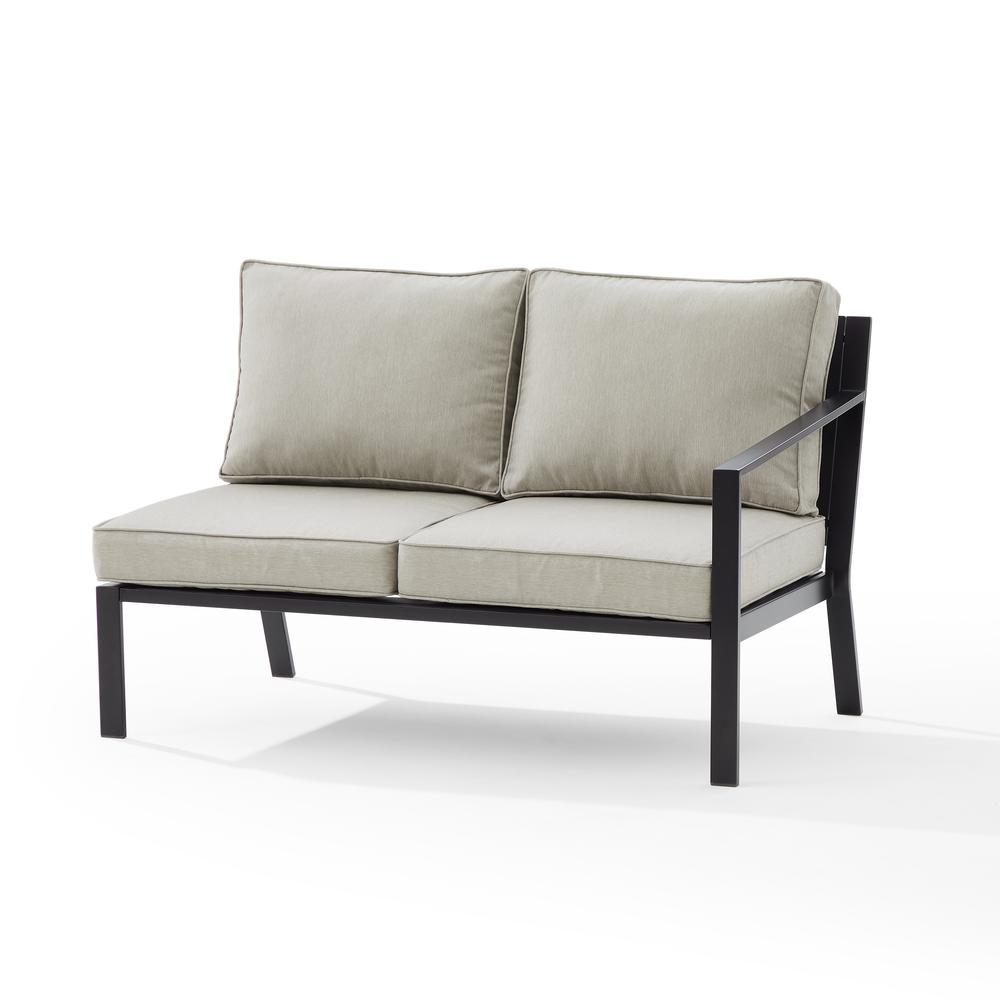 Clark Outdoor Metal Sectional Right Side Loveseat Taupe/Matte Black