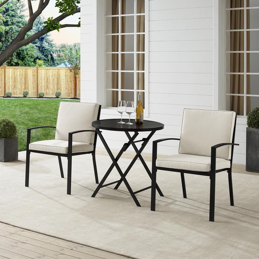 Kaplan 3Pc Outdoor Metal Bistro Set Oatmeal/Oil Rubbed Bronze - Bistro Table & 2 Chairs