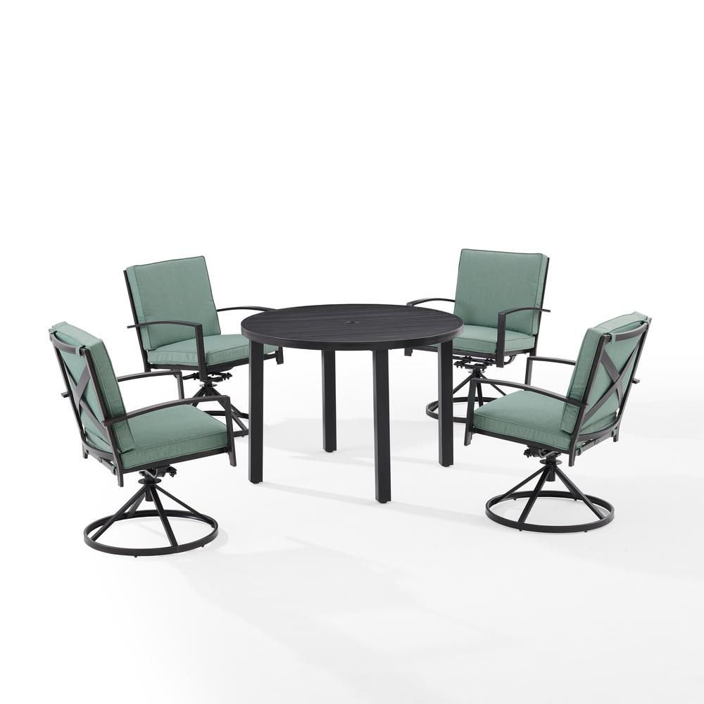 Kaplan 5Pc Outdoor Metal Round Dining Set Mist/Oil Rubbed Bronze - Table & 4 Swivel Chairs