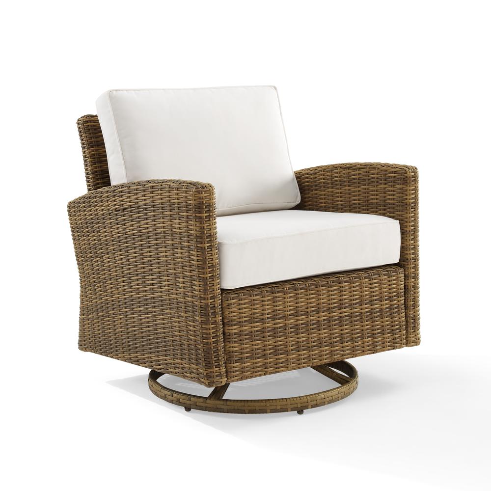 Bradenton Swivel Rocker Chair - Sunbrella White/Weathered Brown