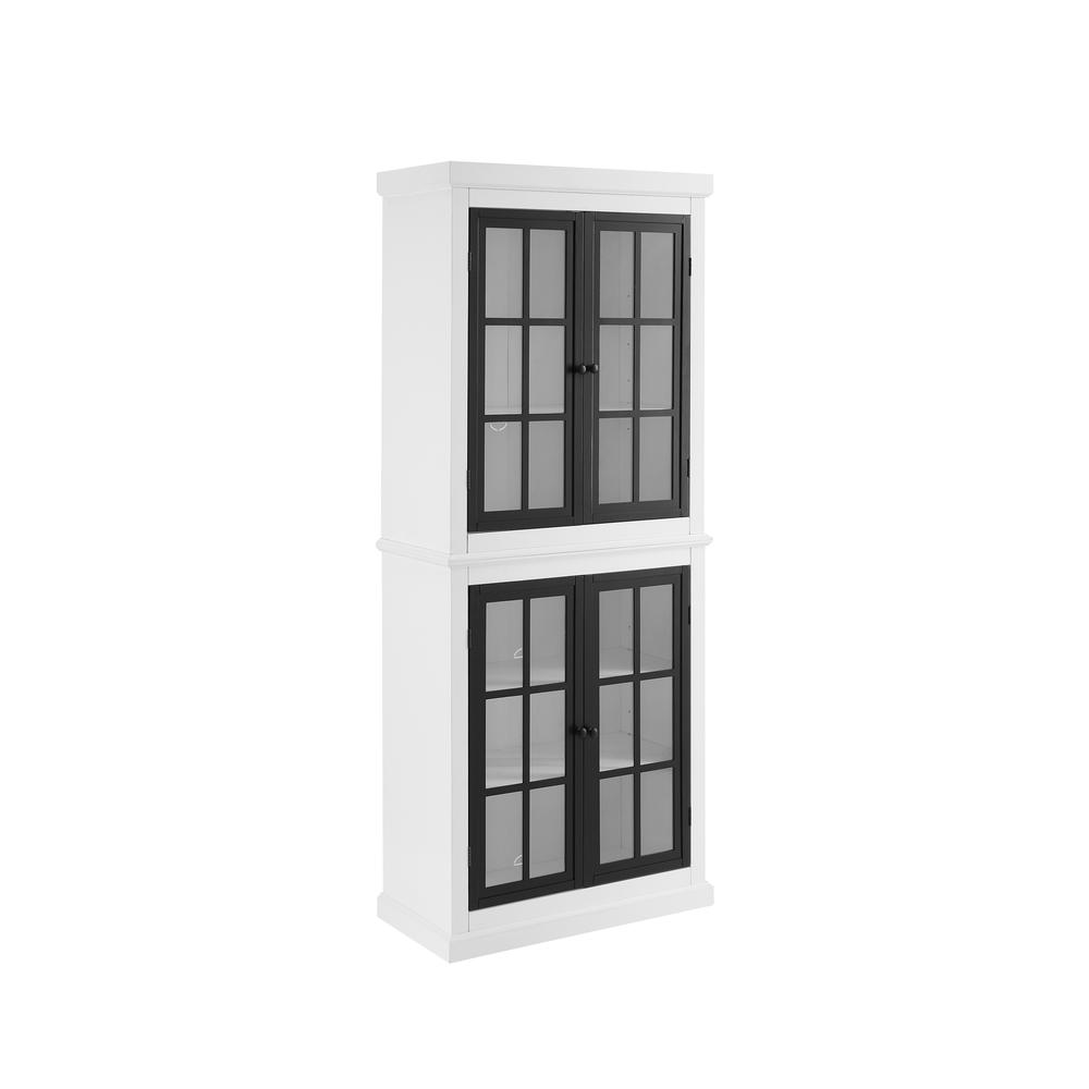 Cecily Tall Storage Pantry White/Matte Black - 2 Stackable Pantries