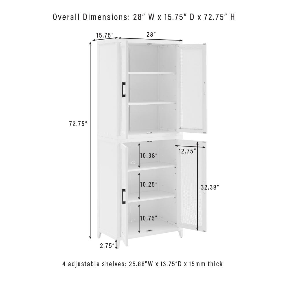 Milo Tall Storage Pantry White - 2 Stackable Pantries