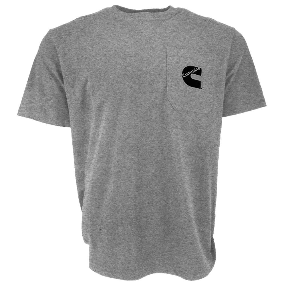 Cummins Unisex T-Shirt Short Sleeve Sport Gray Pocket Tee CMN4752  - Small