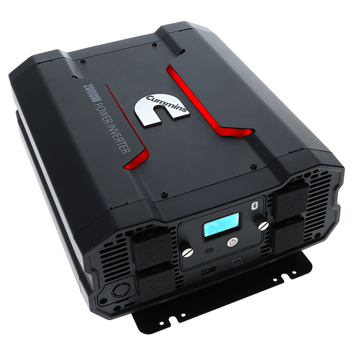 Cummins 2000 Watt Power Inverter Modified Sine Wave Truck Inverter 12V to 110 Volts Four AC Outlets Two USB Ports (Full Cable Ki