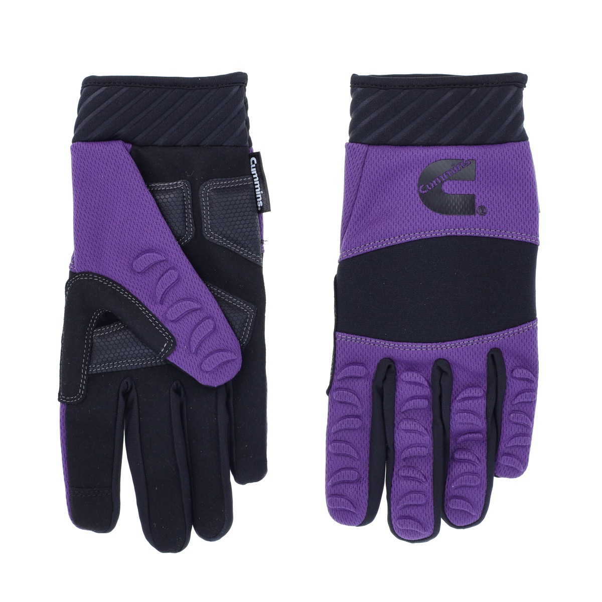 Cummins Womens Mechanic Glove CMN35113 - Purple and Black Synthetic Leather Anti-Vibration Anti-Abrasion Work Gloves All Season 