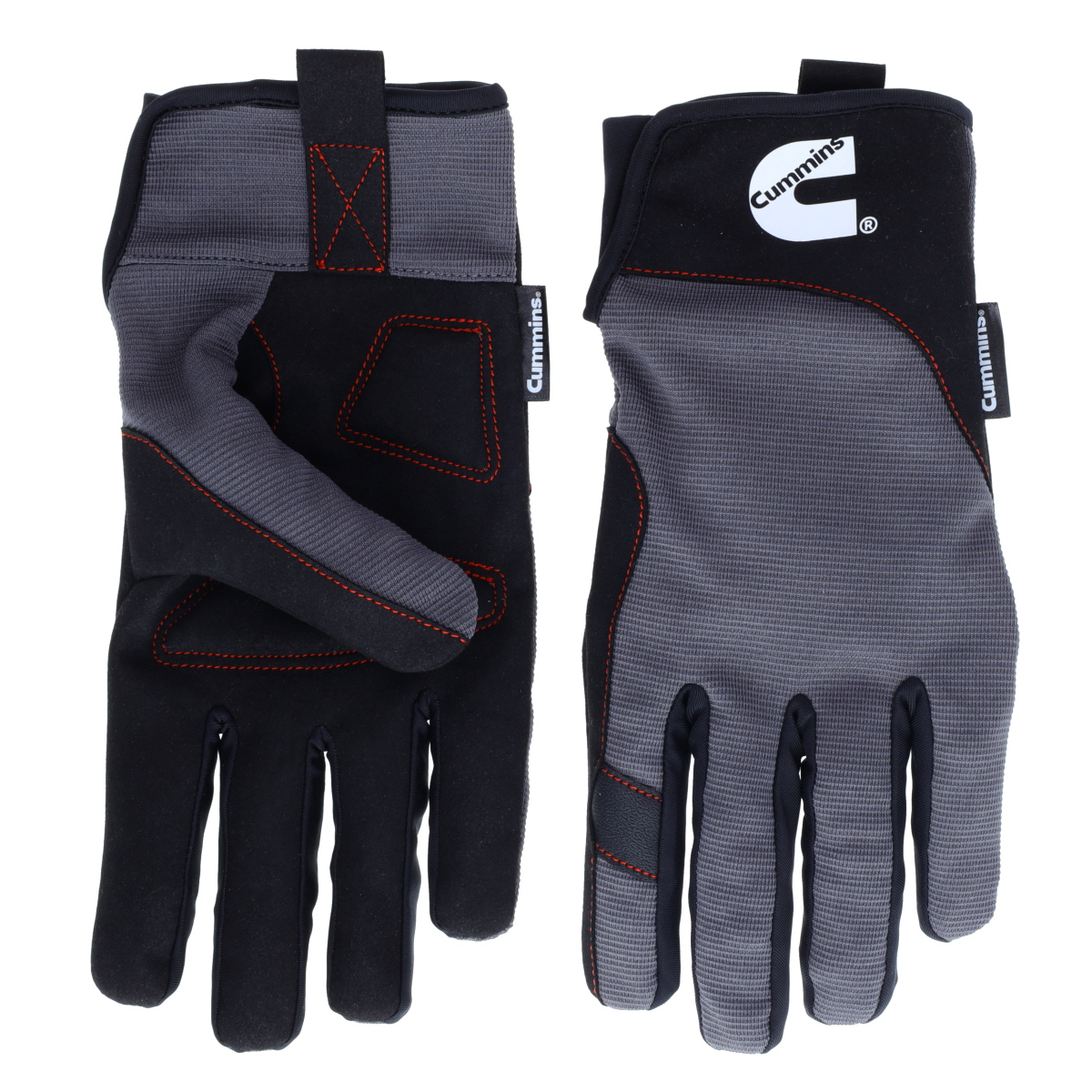 Cummins Mechanic Glove CMN35116 - Gray and Black Synthetic Leather Anti-Vibration Anti-Abrasion Work Gloves for Men All Season -