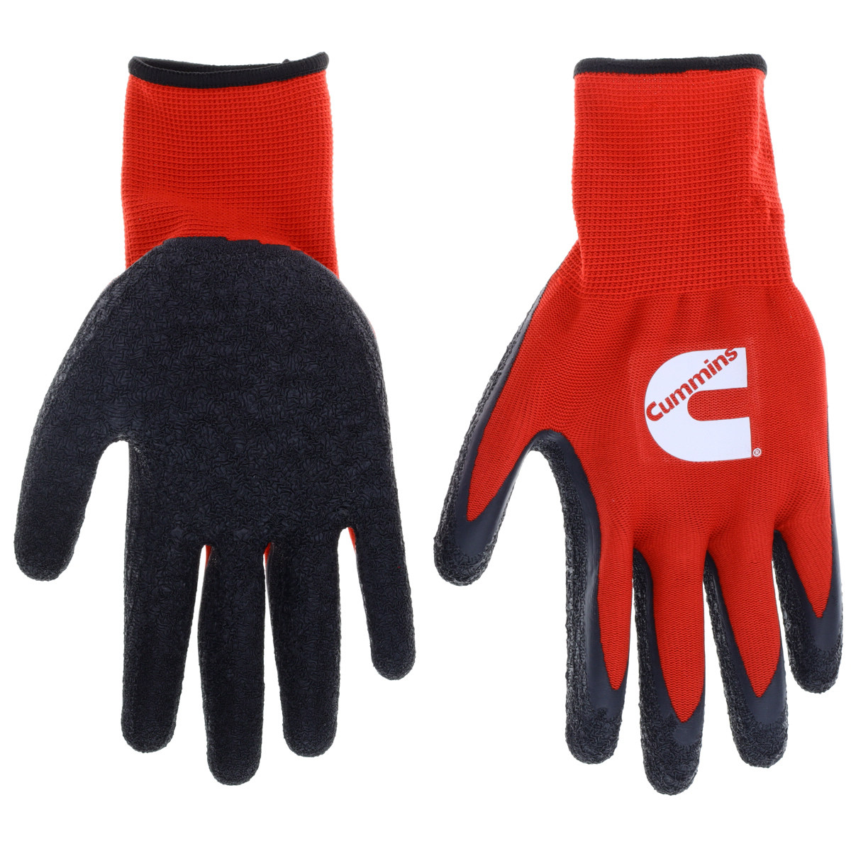 Cummins Red and Black Latex Dipped Palm Gloves CMN35152 - Rubber Latex Coated Textured Work Gloves Gardening PPE All-Purpose Lat