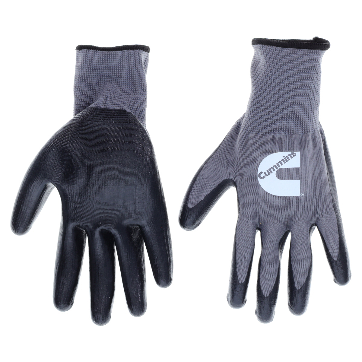 Cummins Gray Nitrile Dipped Palm Gloves CMN35153 - Nonslip Nitrile Coated Work Gloves Gardening PPE All-Purpose Nitrile Grip Hi 