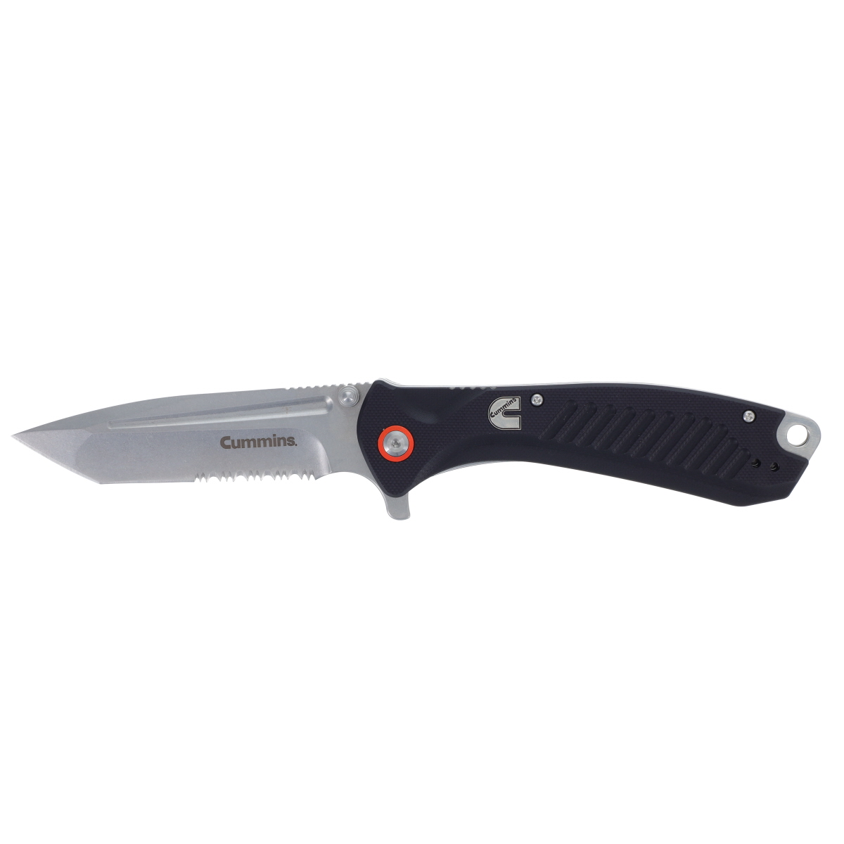 Cummins Serrated Edge Folding Pocket Knife 4-Inch Tanto Blade CMN4724 w Liner Lock  Lightweight Utility Knife - Black