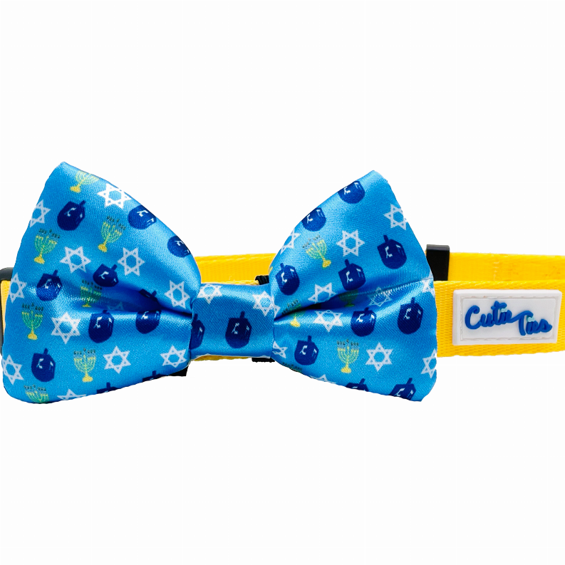 Cutie Ties Dog Bow Tie - One Size Blue Dreidel