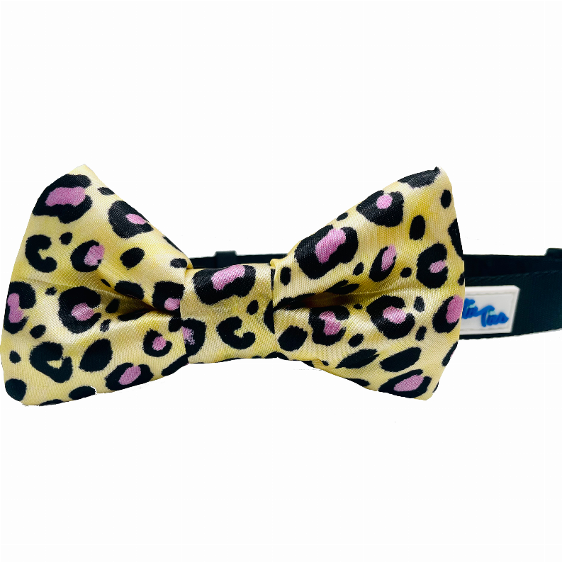 Cutie Ties Dog Bow Tie - One Size Cheetah Yellow