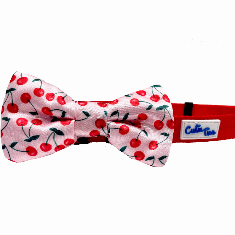 Cutie Ties Dog Bow Tie - One Size Cherries Print