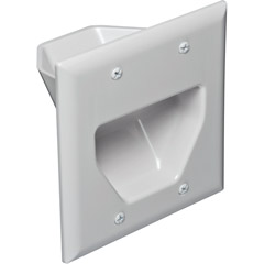 DataComm Electronics 45-0002-WH 2-Gang Recessed Low-Voltage Cable Plate (White)