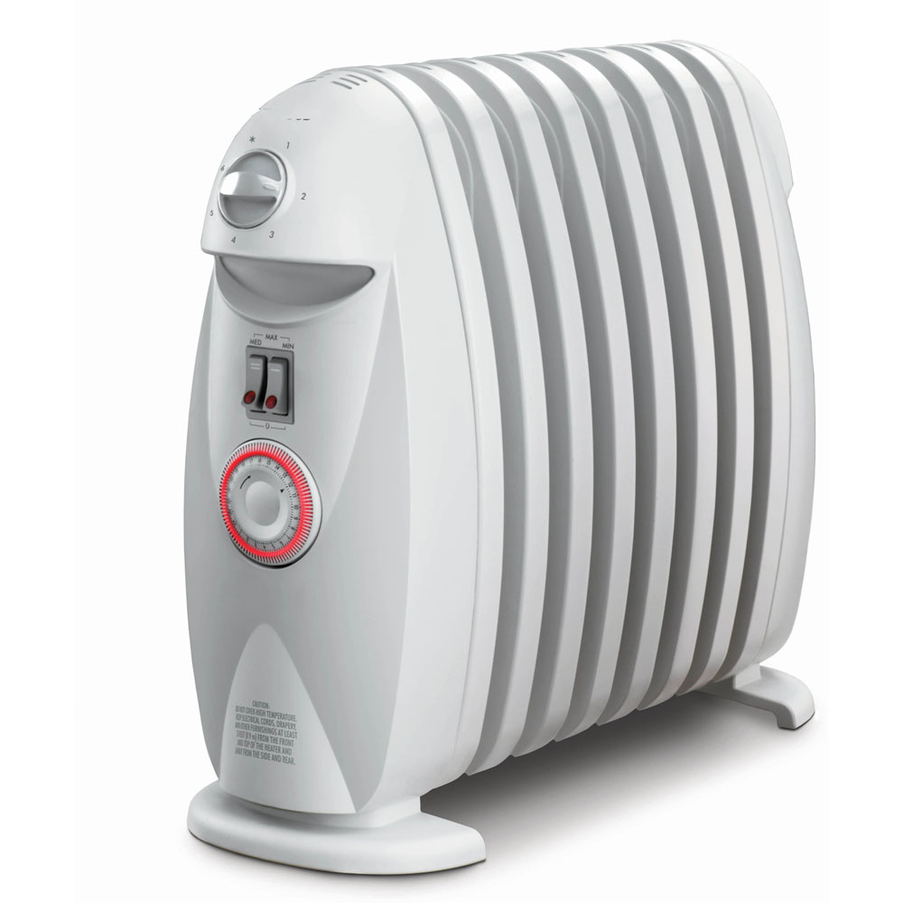 Solaris Portable Oil-Filled Radiator Bathroom Heater, White