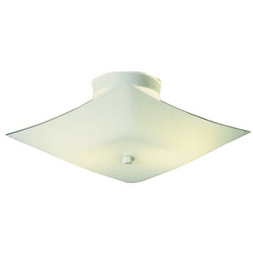 2-Light 11.2-Inch White Square Glass Ceiling Mount, White
