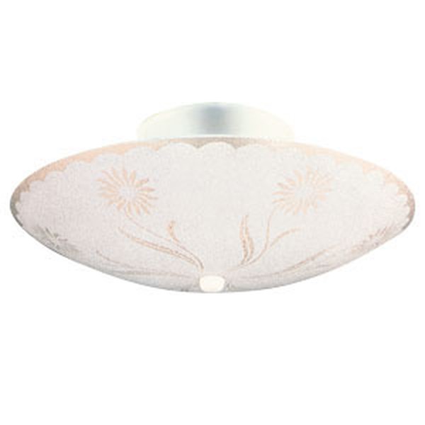 2-Light Textured Floral Ceiling Mount, White