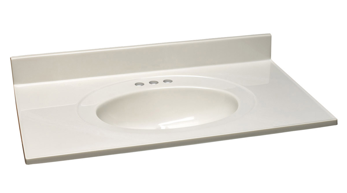 Design House 550202 Cultured Marble Oval Vanity Top 49", White on White