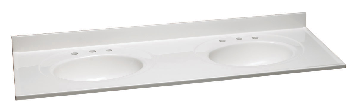 Design House 554907 Cultured Marble 8" Widespread Double Vanity Top 61", Solid White
