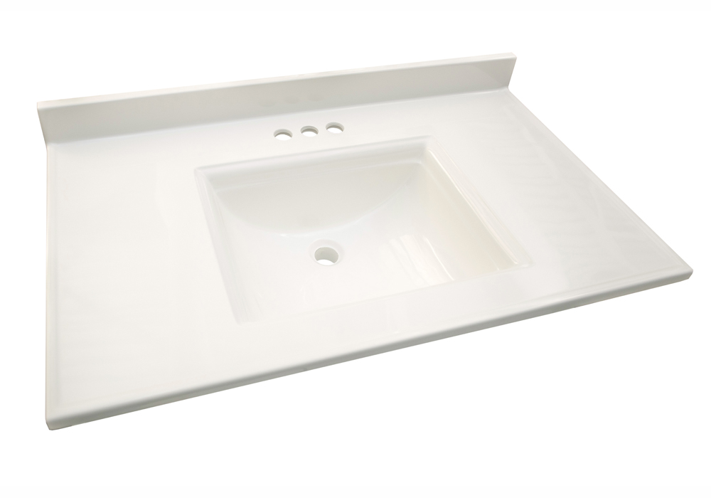 Design House 557678 Camilla Double 15.5-inch Vanity Top with 4-Inch Backsplash, 61-inches by 22-inches, Solid White