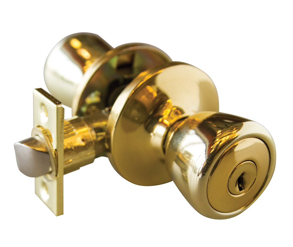 Design House 728295 Terrace 6-Way Universal Entry Door Knob, Polished Brass