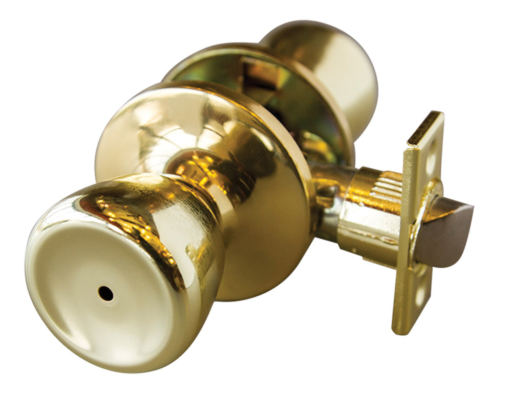 Design House 728311 Terrace 6-Way Universal Privacy Door Knob, Polished Brass