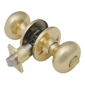 Cambridge 2-Way Latch Privacy Door Knob, Adjustable Backset, Polished Brass