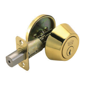 Single Cylinder 2-Way Latch Deadbolt, Adjustable Backset, Polished Brass
