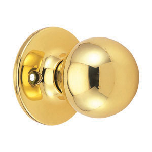 Ball Dummy Door Knob, Reversible for Left or Right Handed Doors, Polished Brass