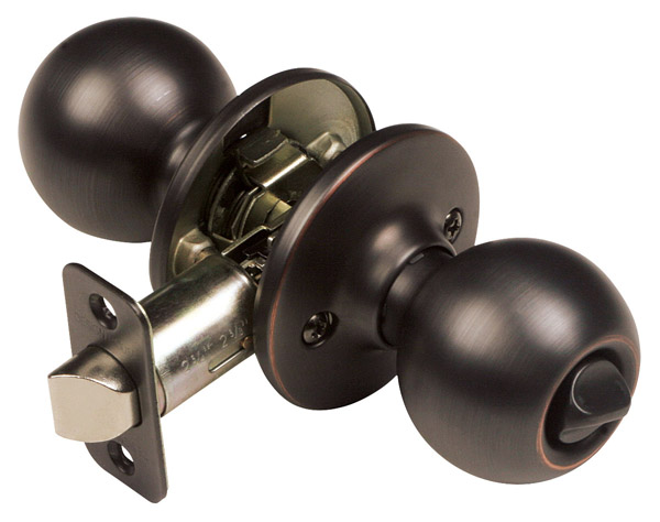 Ball 2-Way Latch Privacy Door Knob, Adjustable Backset, Oil Rubbed Bronze Finish