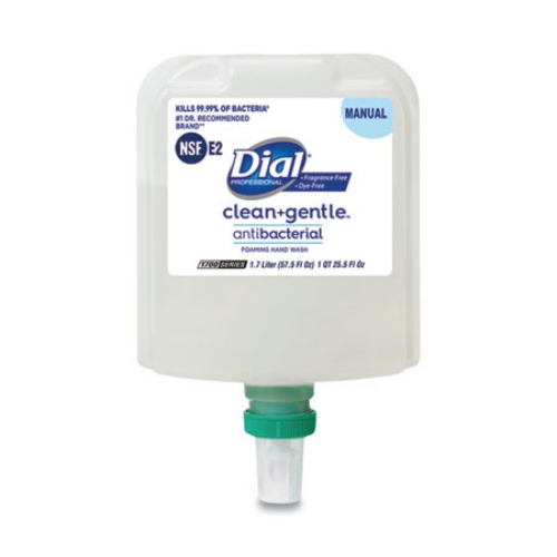 Clean+Gentle Antibacterial Foaming Hand Wash Refill for Dial 1700 Dispenser, Fragrance Free, 1.7 L, 3/Case