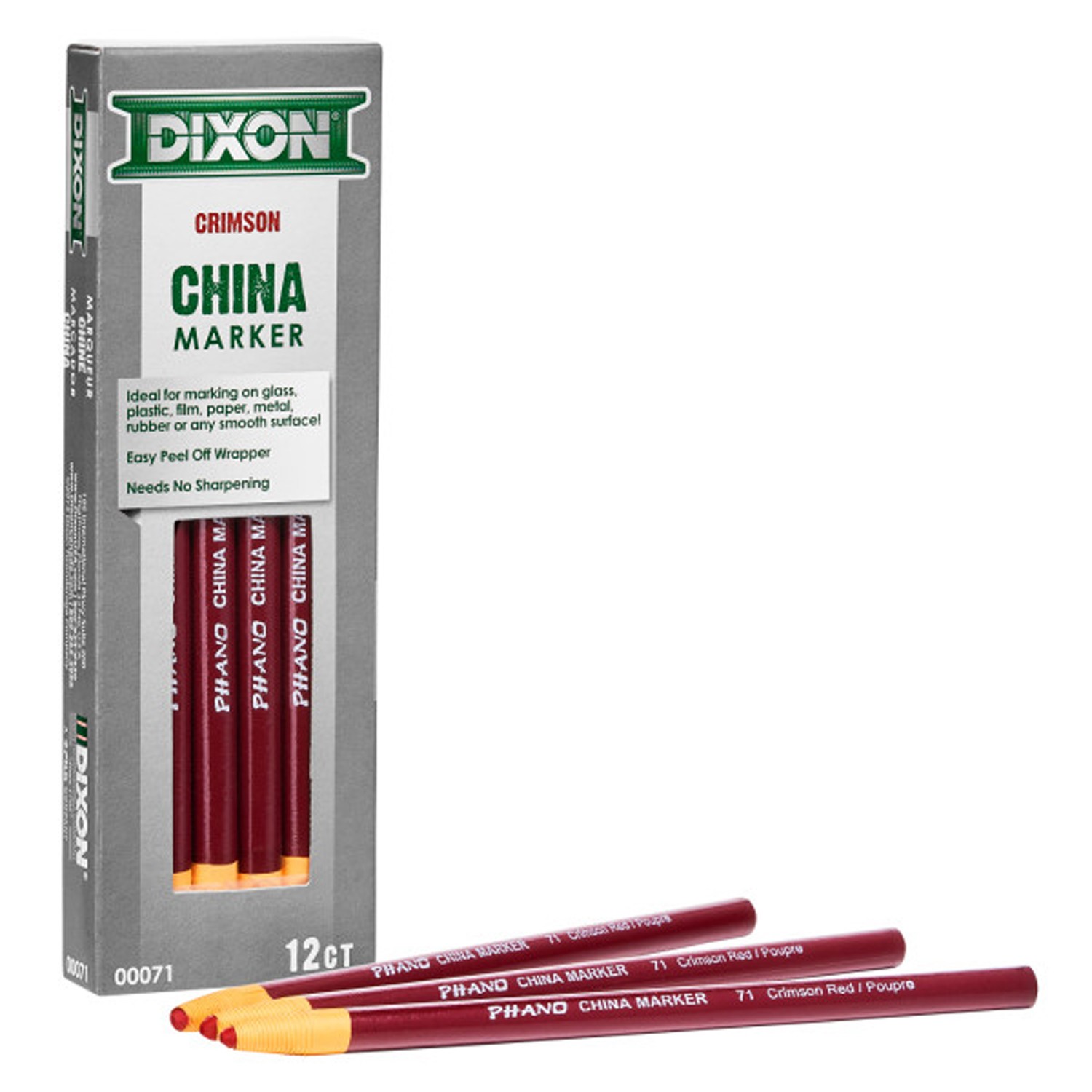 Phano China Markers, Crimson Red, Pack of 12